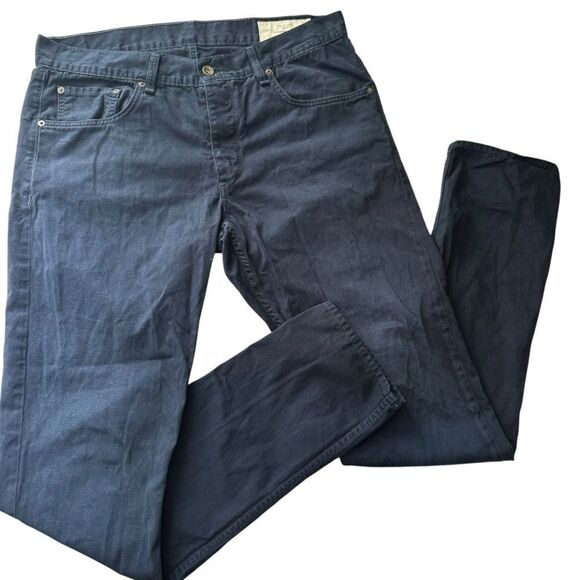 Rag & Bone standard issue fit 2 distressed Navy men’s button fly pants size 34 - Picture 2 of 11
